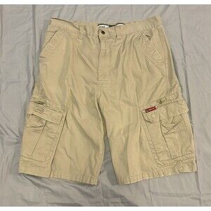 Ecko Unltd Vintage Y2K Cargo Khaki Baggy Streetwear Shorts, Size 38 Beige Tan